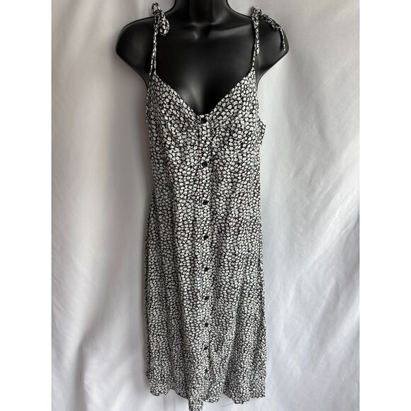 Blush BJ Floral Cottagecore Midi Dress Tie Straps L Prairie Peasant Milkmaid - Picture 1 of 10